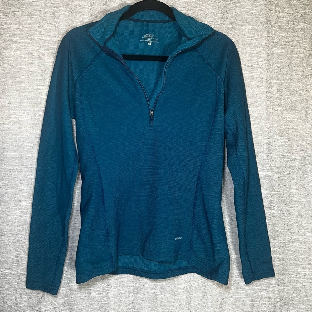 Patagonia Teal Long Sleeve 1/4 Zip Capilene 2 Performance Pullover Top Size M